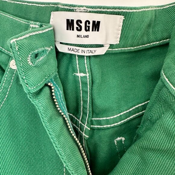MSGM Womens Green Straight Leg Jeans Size 38 | US 28 - Picture 3 of 4